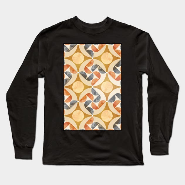 Rust mid century pattern Long Sleeve T-Shirt by WhalesWay